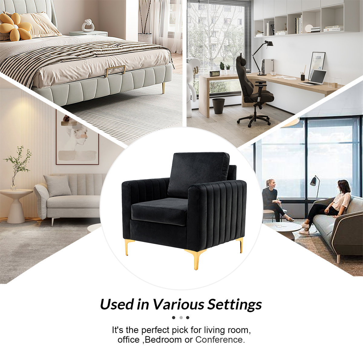 Cedarpoint Upholstered Velvet Tufted Club Chair